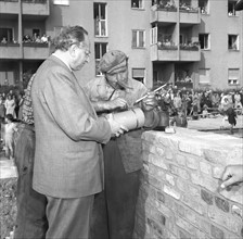Berlin - laying of foundation stone for Marienfelde Refugee Center 1952