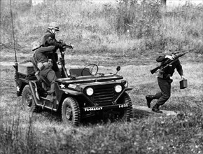 U.S. soldiers in Germany during a training near the zonal boundary