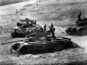 Allied tank manoeuvre in Berlin Grunewald