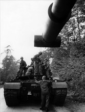 Patton tank during manoeuvre of US army in Grunewald in Berlin