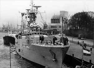 British warship in the harbour of Rotterdam