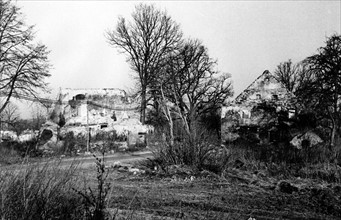 Ruins of buildings in the manoeuvre area on the military training area Grafenwöhr