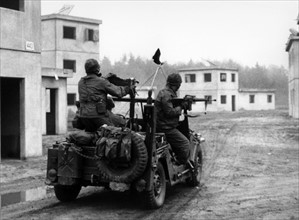 Maneuver of US army in the ghost village Parks Range in Berlin