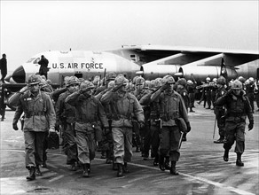 US soldiers land in Germany for the participation in the manoeuvre REFORGER I