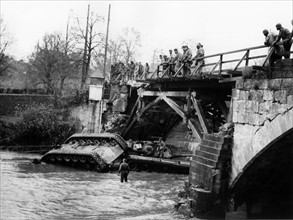 US tank leaves bridge and falls into river Kocher