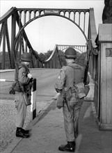 Barricaded checkpoint at Glienicker Brücke in Berlin