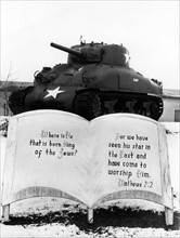 Tank and Bible with U.S. troops in Stuttgart