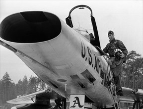 US combat aircraft of the 17th air fleet an pilot in Ramstein