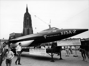 Research plane of US air force in front of Kaiserdom in Frankfurt
