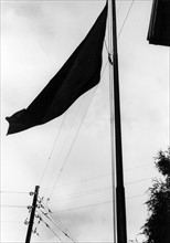 Black flag hoisted at funeral serive of the state association for occupation victims in Stuttgart