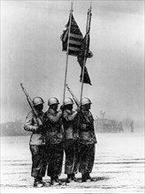 Snowy military parade of the US Army in Hanau