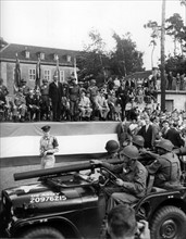 US vice president Johnson at military parade in Berlin