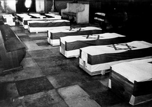 Olympic Games 1972: coffins of the victims of the terrorist attack