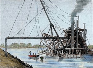Construction of the Panama Canal. Works in the estuary of the Rio Grande.