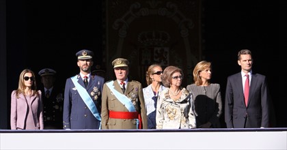 (L-R) Spanish Crown Princess Letizia, Crown Prince Felipe, King Juan Carlos...