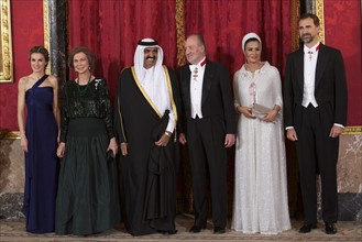 Spanish Royals and Emir of the State of Qatar Sheikh Hamad bin Khalifa Al-Thani and his wife Sheikha Moza bint Nasser Al-Missned Gala Dinner