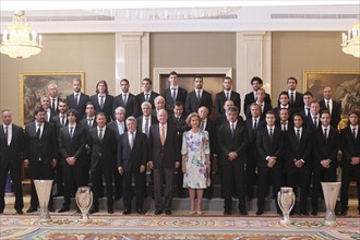 King Juan Carlos and Queen Sofia presided hearing to Atletico Madrid C.F. on September 17, 2012 in Madrid
