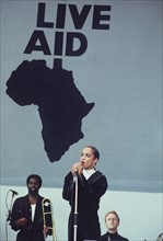 SADE
British Pop Singer
On stage at the "Live Aid" charity concert at...