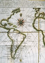 Map of the Atlantic Ocean. 18th century.