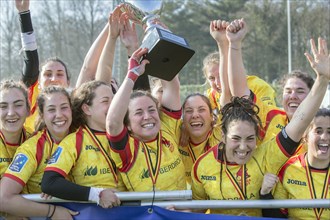 03 March 2018, Belgium, Brussels: Rugby Europe Women XV Championship 2018. Isabel Rico (l) from