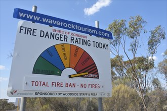 Fire Danger Ratings road sign indicating catastrophic level