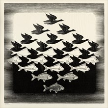 Maurits Cornelis Escher (1898-1972); Sky and Water I (Lucht en Water I) 
New York- The May 22 sale