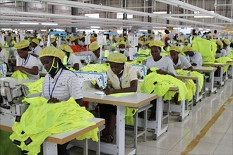 Kigali. Women work at the Chinese clothing company C&H Garments.