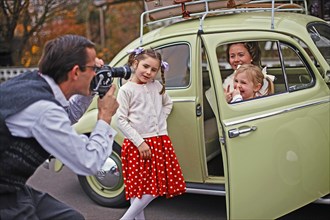 Family photos in the style of the 50s