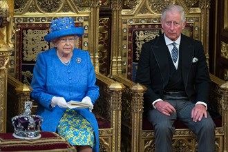 Queen Elizabeth II and the Prince of Wales during the State Opening of Parliament, 2017