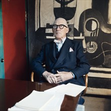 French architect and painter Le Corbusier at his studio