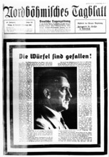 The Nazi propaganda picture shows the edition of the German daily newspaper 'Nordböhmisches