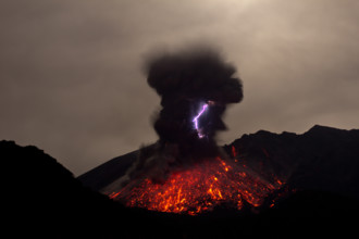 Volcanic Lightning during eruption at Sakurajima in Japan - February 2013