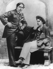 The Irish-British writer Oscar Wilde (l) with Alfred Douglas in 1894. Wilde was born in Dublin on