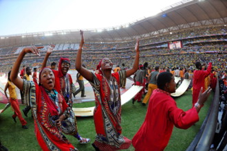 Dancers perform during the opening ceremony of the FIFA 2010 Soccer World Cup at Soccer City