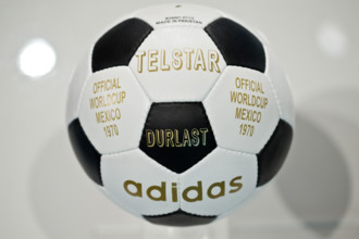 The 'Telstar' soccer ball which was the official ball of the 1970 soccer world cup in Mexico is