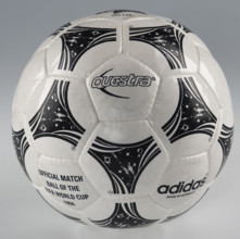 The undated handout shows the official soccer ball 'Questra' used at the FIFA World Cup 1994 in the