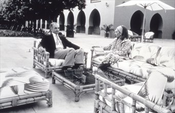 Mohammad Reza Shah Pahlavi with his wife Farah in exile in Morocco, 1979
