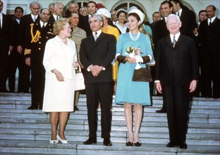 Farah Pahlavi, Mohammed Reza Shah Pahlavi, Pierre Messmer (French Prime Minister) and his wife