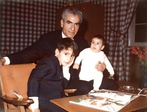 Mohammad Reza Shah Pahlavi with his two sons, October 1966