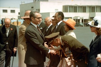 Mohammed Reza Shah Pahlavi et Farah Pahlavi en visite officielle