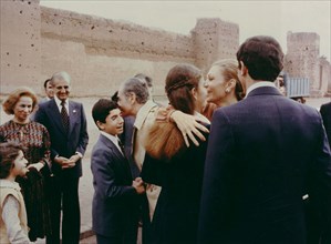 The Pahlavi family reunited in Morocco after the first months of exile from Iran. 1979.