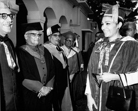 Farah Pahlavi at the University of Agra (India)