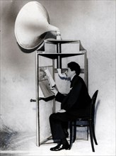 Cocteau as a phonograph in 'Les Mariés de la Tour Eiffel' ('The Eiffel Tower Wedding Party'), 1921