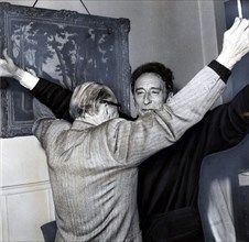 Cocteau and Igor Stravinsky cheering the success of 'Oedipus Rex', 1952