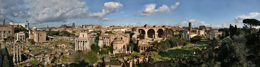View from the Palatine hill over the Roman Forum, Rome, Italy