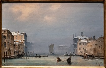 Ippolito Caffi: "Snow and Fog on the Grand Canal"