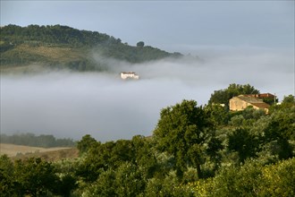 Hills in the clouds near Saragano, Umbria, Italy