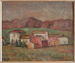 Giuseppe Graziosi (1879-1942), "Village at the Foot of the Mountains"