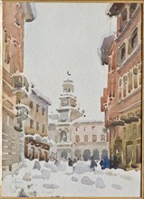 Arcangelo Salvarani,  " The Municipal Palace in Modène in the Snow"