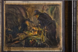 Arcangelo Salvarani (1882 - 1953), "Looking for the Brother in a Handful of Heroes Massacred in a Cave"